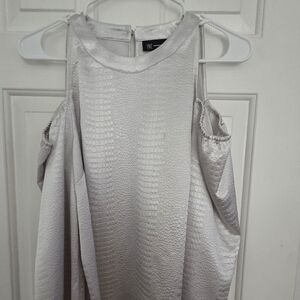 INC Silver Crocodile Pattern Cold Shoulder Top